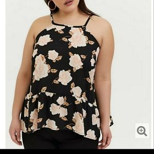 Torrid Black Floral Georgette Drop Waist Cami 5